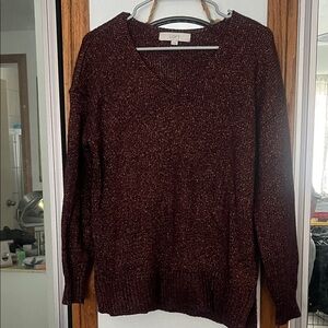 LOFT Deep Burgundy V-Neck Sweater